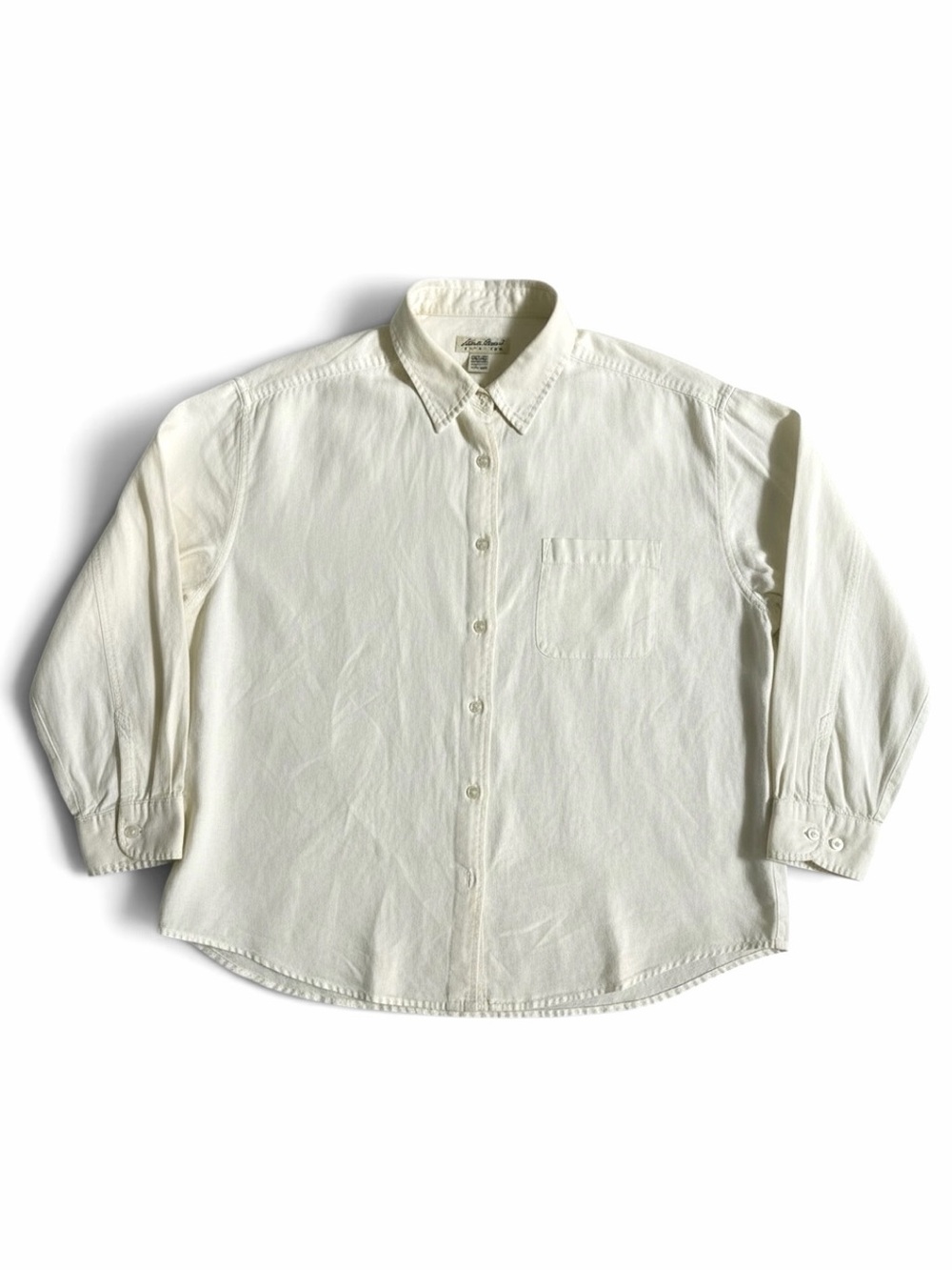 Eddie Bauer Button Up Long Sleeve Shirt Women's XXL (2X) White 100% Linen Blouse